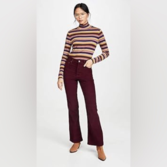 Levi's Denim - Levi's Ribcage Flare Wide Leg Cordoroy Pants High Rise Cowgirl Shiraz maroon 28